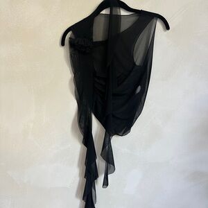 Elegant Black Sheer Drape Top